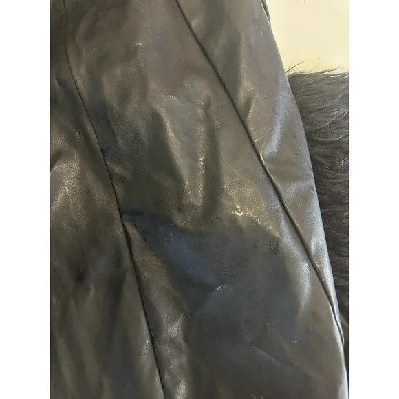 Vintage Y2K Formula X Penny lane all black coat size M faux leather fur Goth - Picture 12 of 13